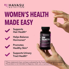 HAVASU NUTRITION etiqueta nutricional enfocada en dosis de saw palmetto y biotina