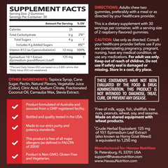 HAVASU NUTRITION textura de gomita mostrando elasticidad y color frambuesa