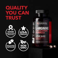 HAVASU NUTRITION presentación de L-arginina y corteza de pino como ingredientes