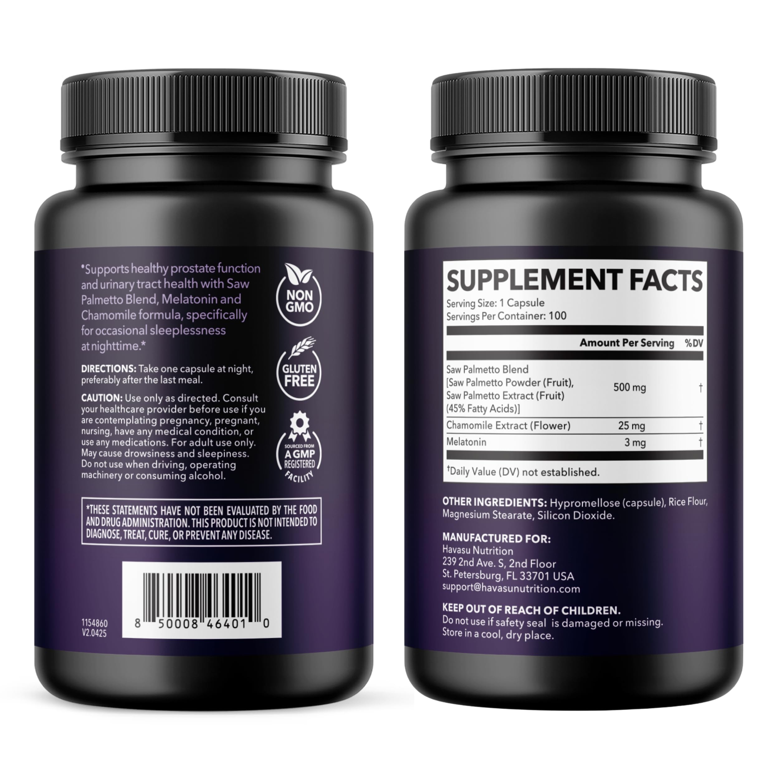 HAVASU NUTRITION melatonina y manzanilla juntos mostrando apoyo al sueño