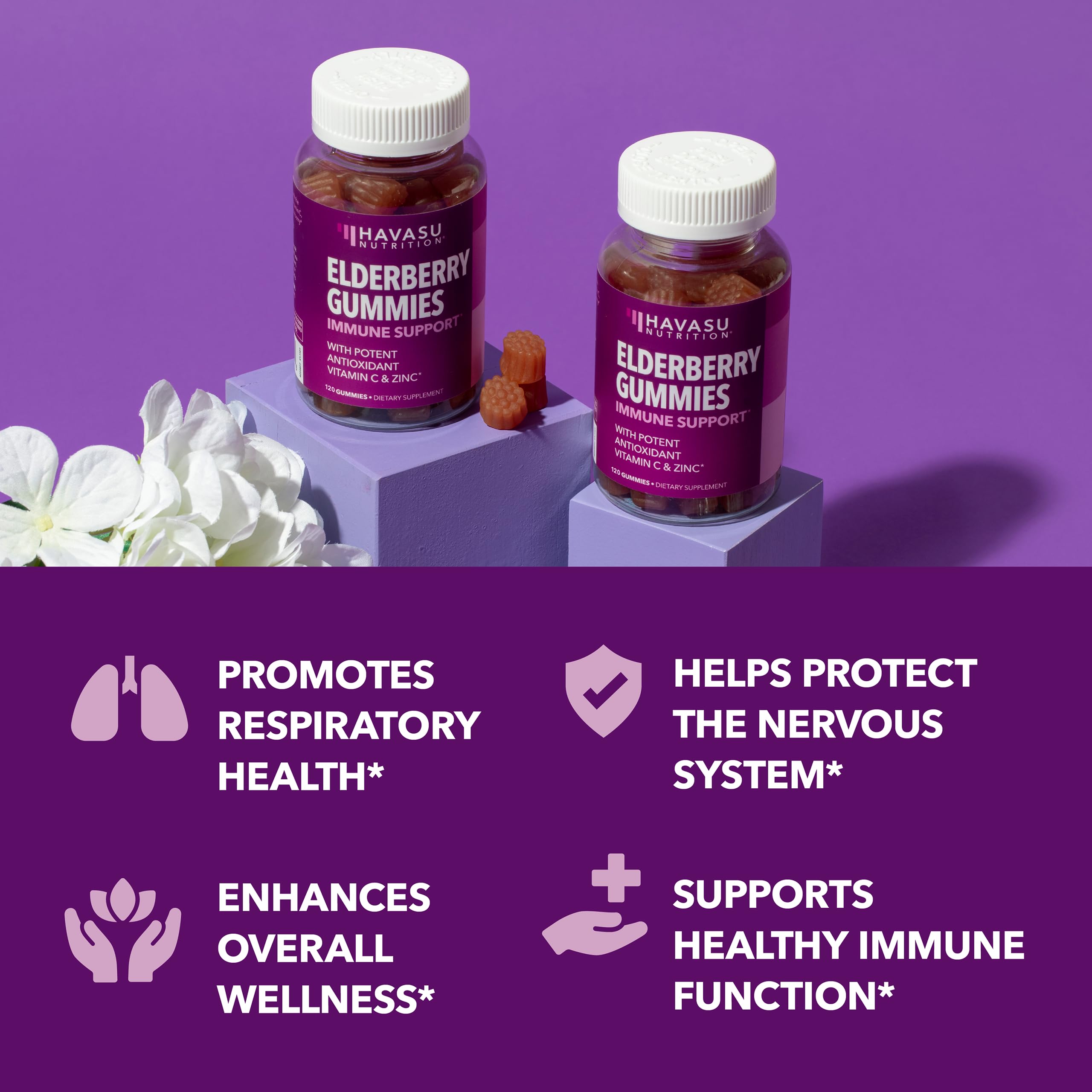 HAVASU NUTRITION pote abierto con gominolas, acceso rápido y almacenamiento