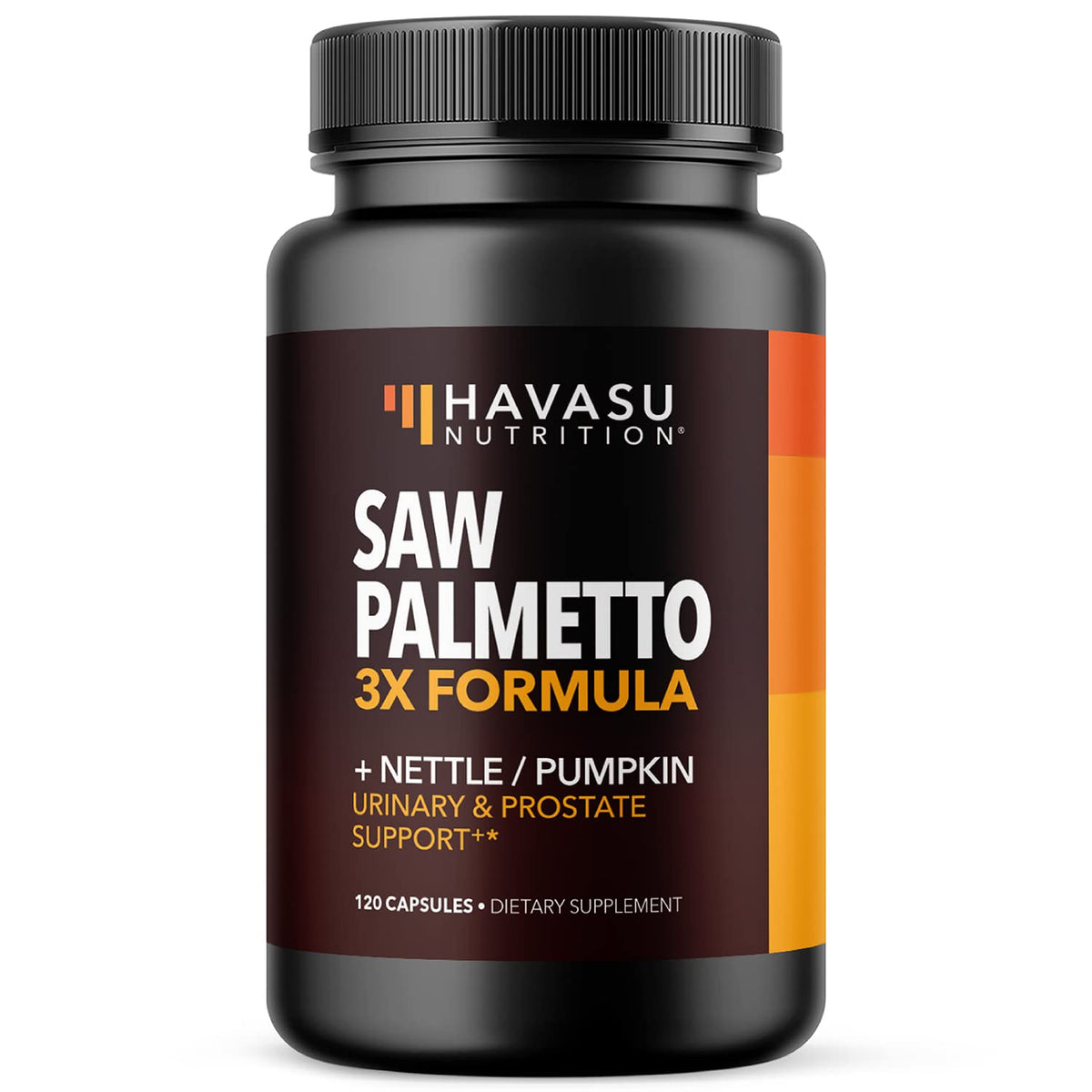 HAVASU NUTRITION frasco frontal de Saw Palmetto mostrando el envase y beneficio prostático