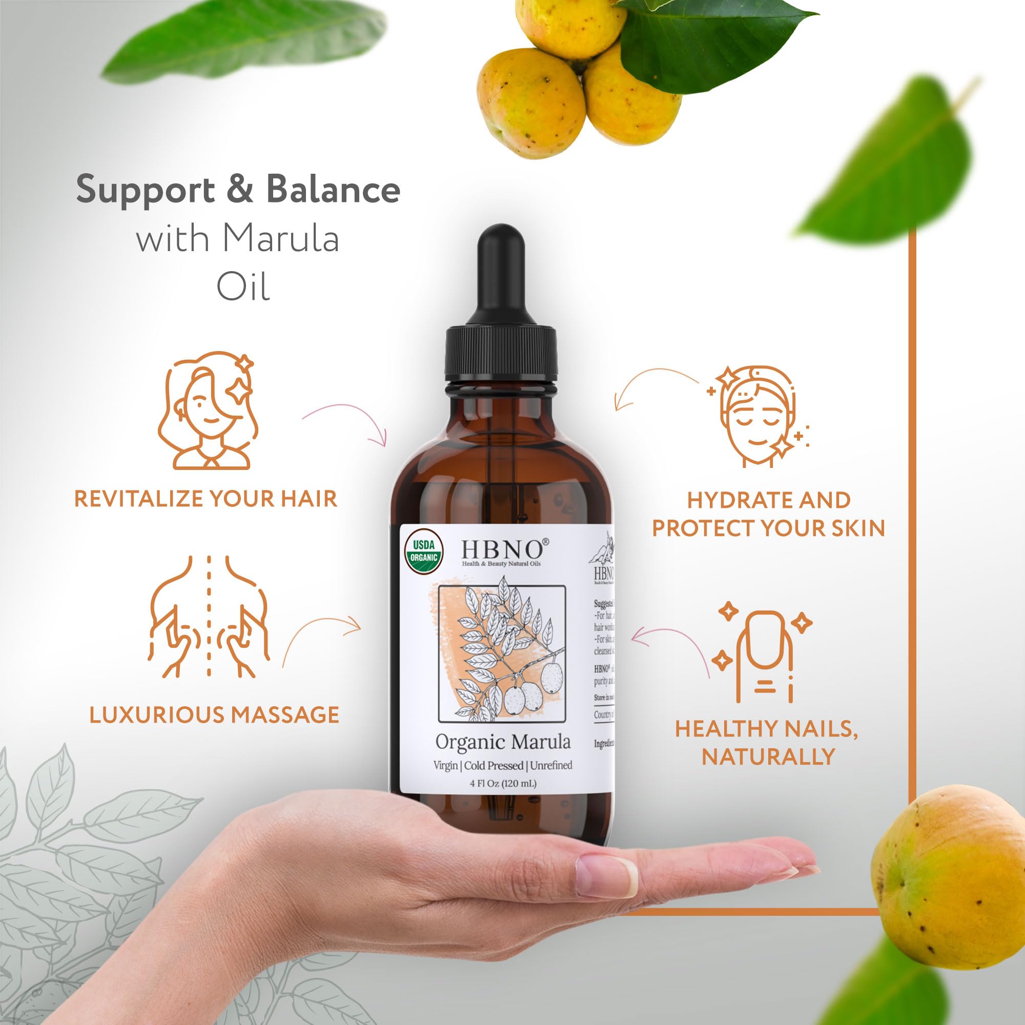 HBNO gotas de aceite marula textura ligera para absorción rápida