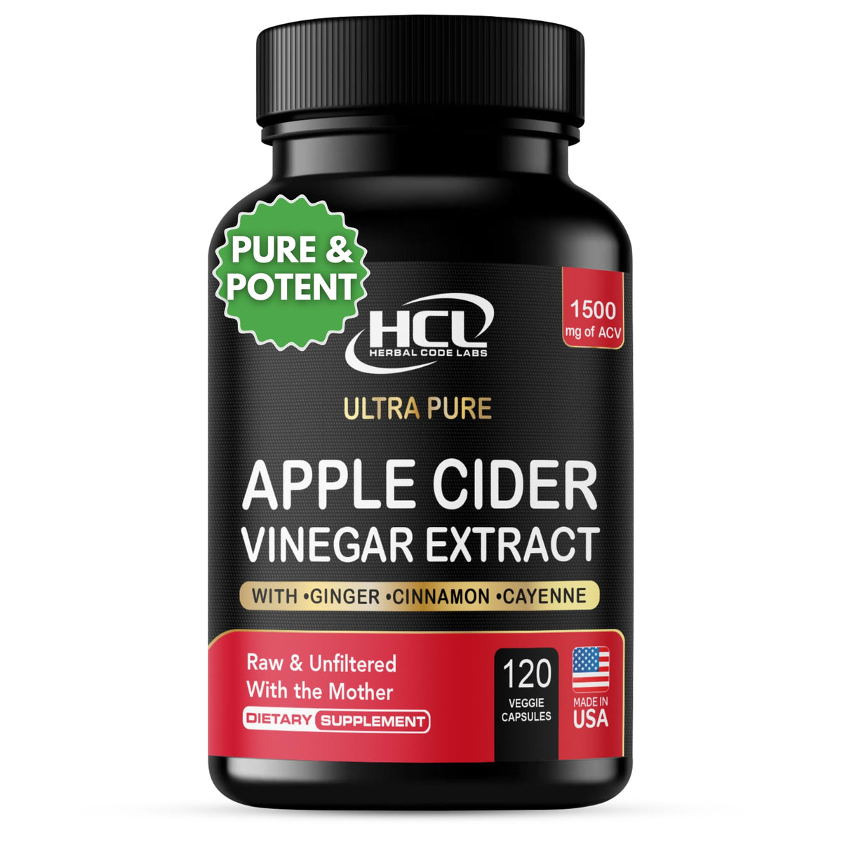 HCL HERBAL CODE LABS frente del envase mostrando nombre y cantidad