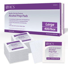 HCS MEDICAL SOLUTIONS paquete frontal grande mostrando 400 toallitas, almacenamiento práctico
