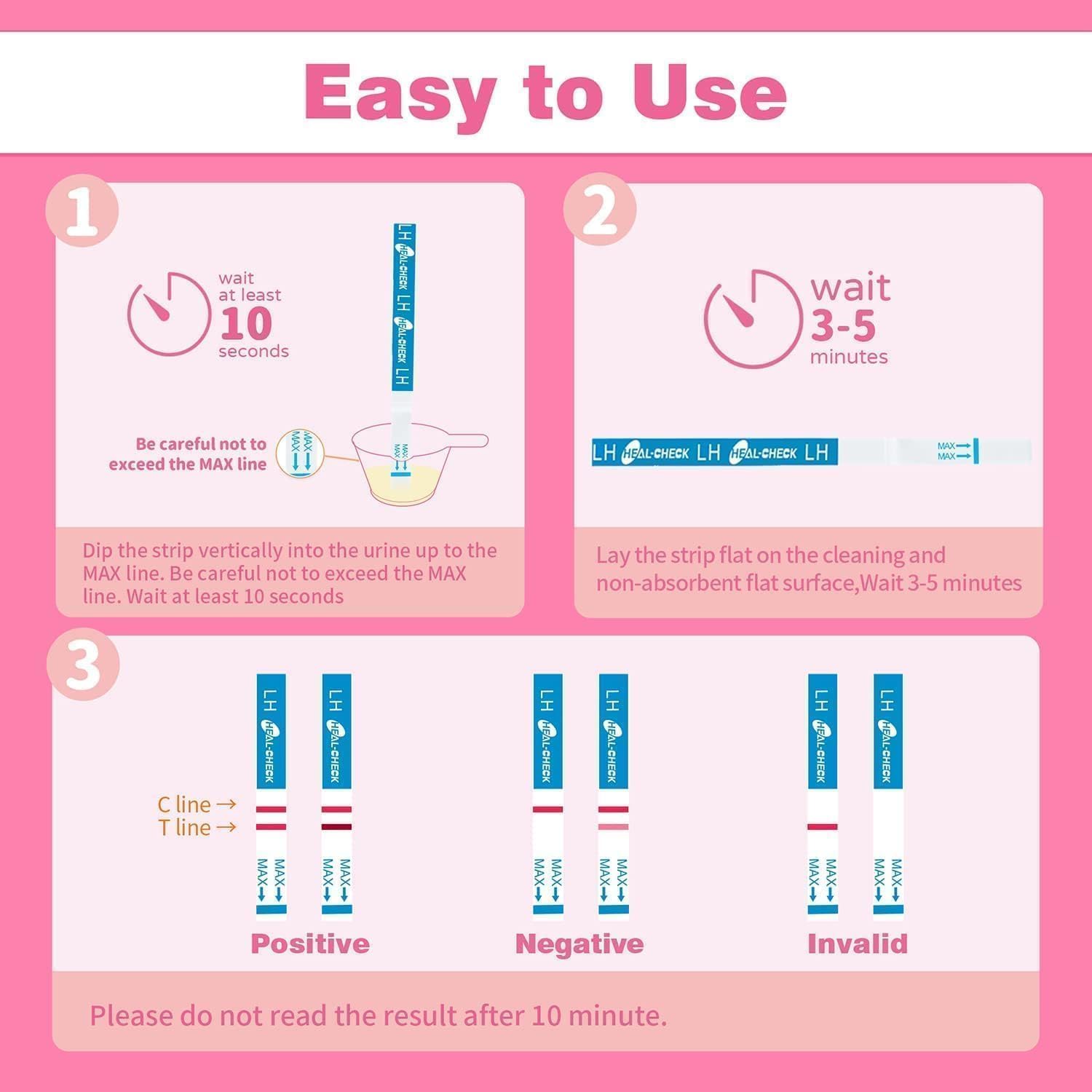HEAL-CHECK mano sosteniendo tira, muestra escala y ergonomía