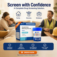 HEAL-CHECK prueba en uso por adulto demostrando procedimiento sencillo
