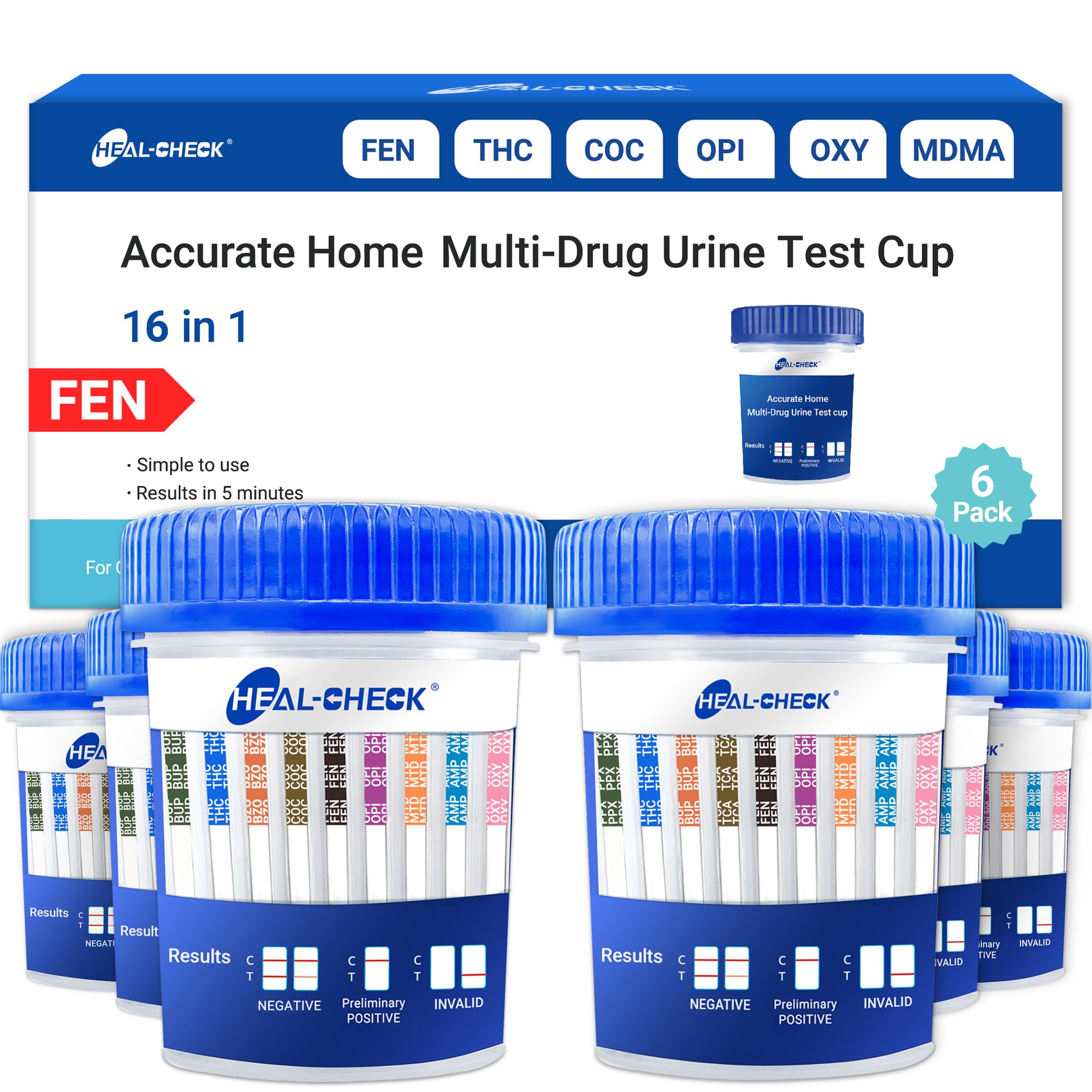 HEAL-CHECK frontal del paquete mostrando 6 unidades y beneficios rápidos