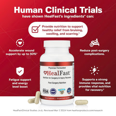 Mano sosteniendo cápsulas HealFast para comparar tamaño y facilidad
