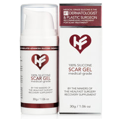 HealFast envase frontal mostrando el gel de silicona, fácil de identificar y aplicar