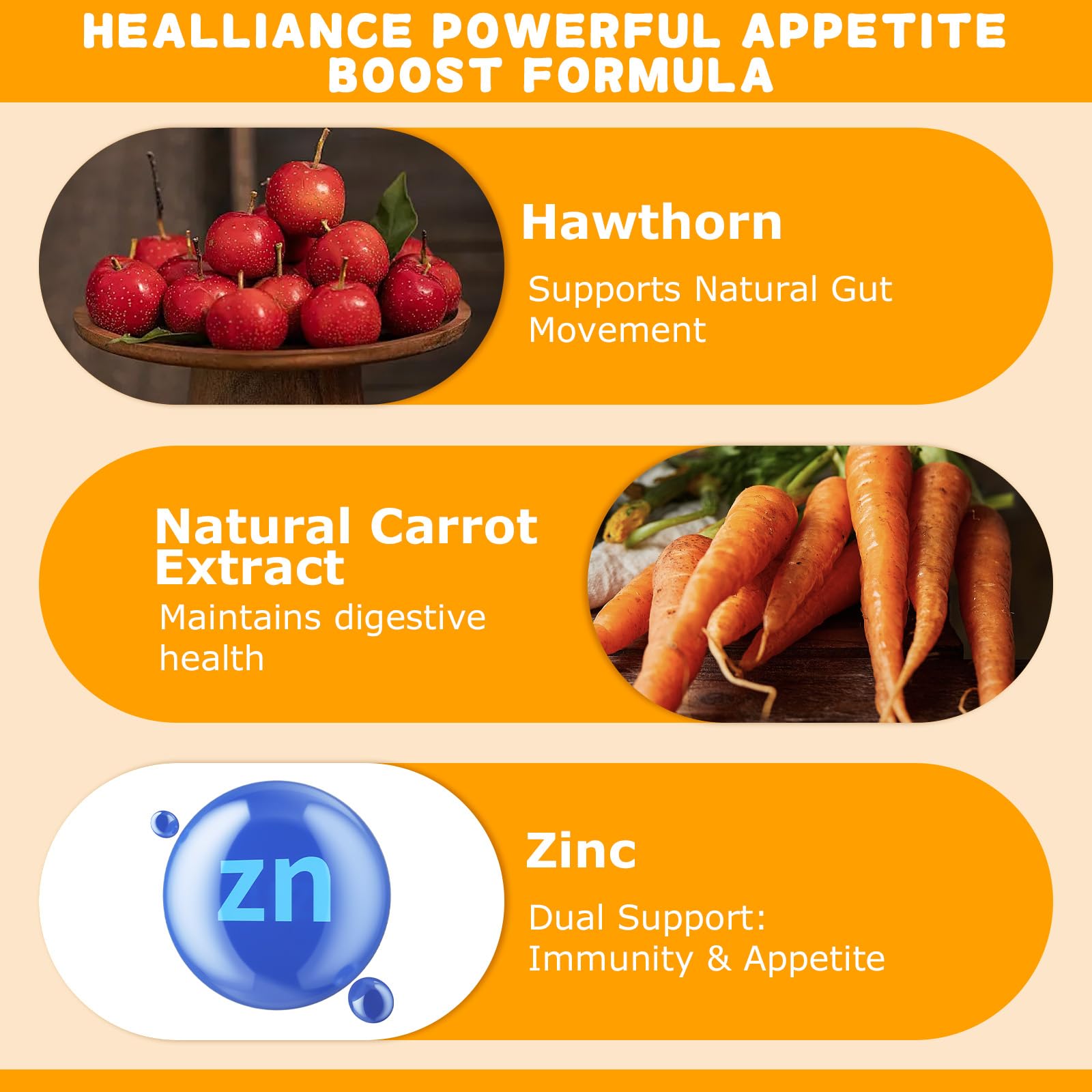 Healliance ingredientes naturales zanahoria y hawthorn para digestión