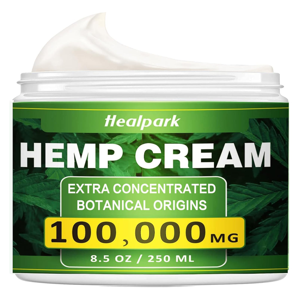 Healpark crema hemp vista frontal envase mostrando tamaño y diseño práctico