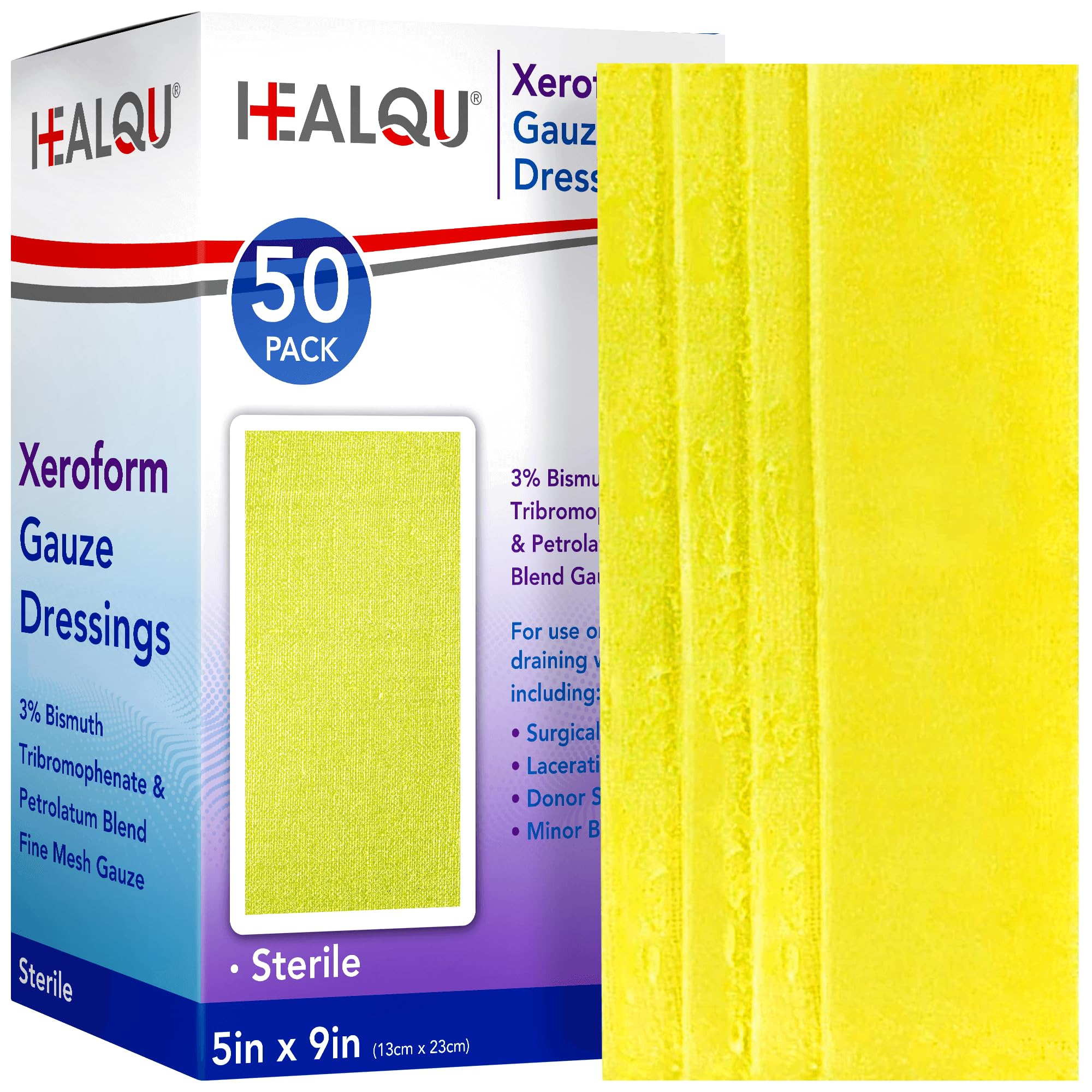 Healqu apósito frontal 5x9 mostrando cobertura amplia y protección