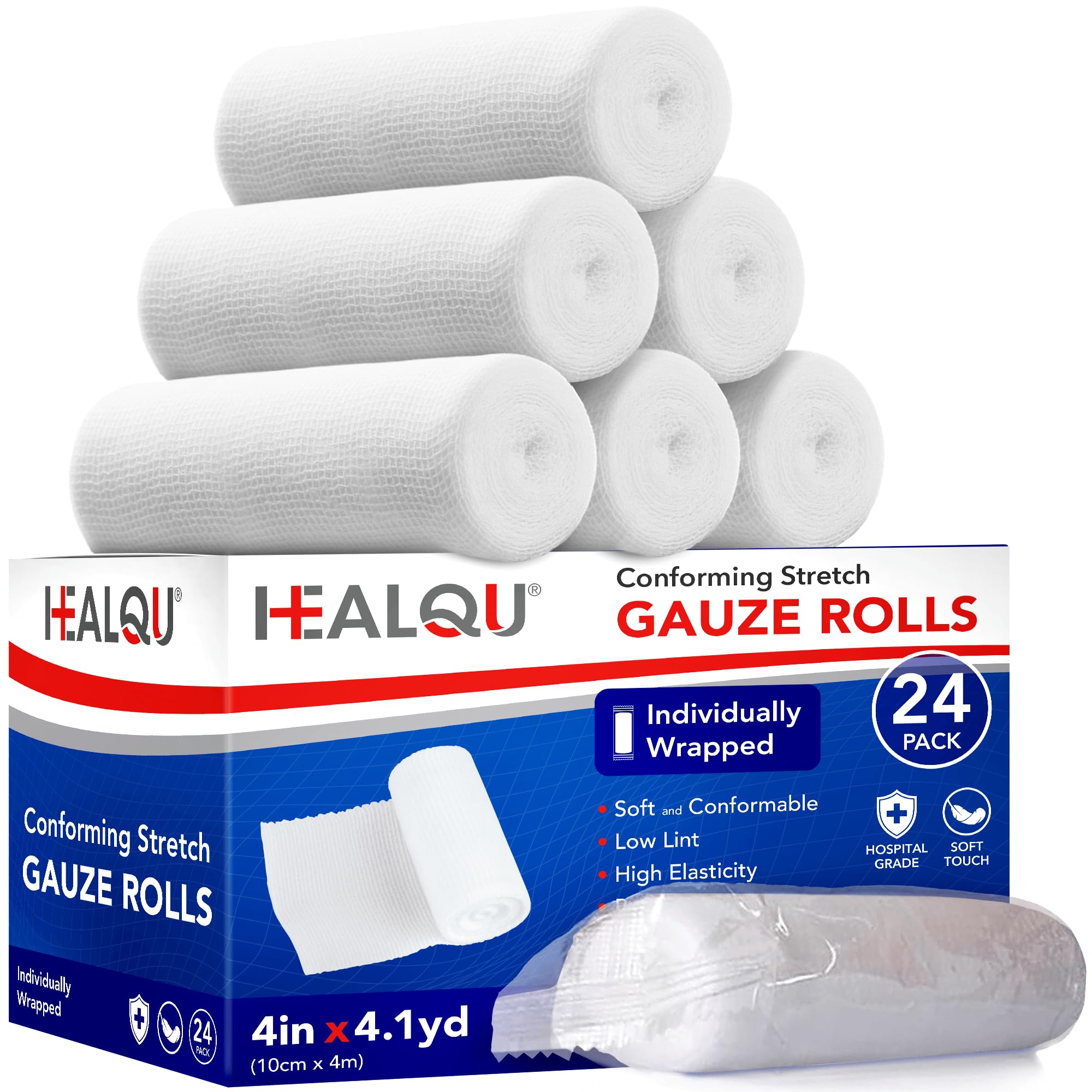Healqu vista frontal del paquete con 24 rollos para almacenamiento seguro