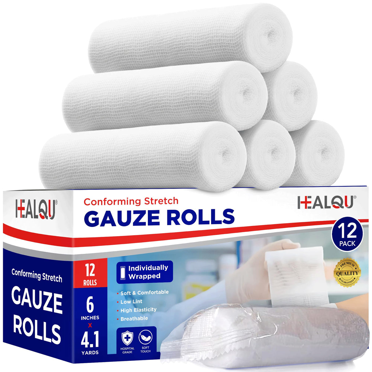 Healqu frente del empaque 12 rollos, fácil almacenamiento