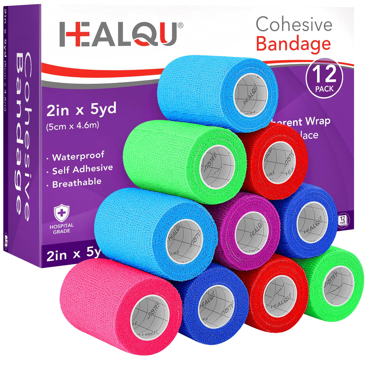 Healqu frente del paquete mostrando 12 rollos y beneficio de ahorro