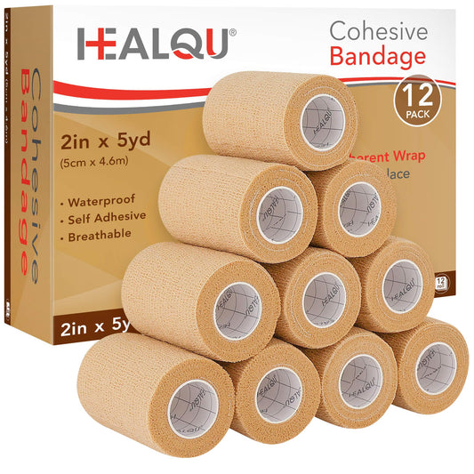 Healqu vista frontal del paquete mostrando 12 rollos para soporte inmediato