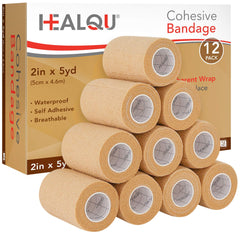 Healqu vista frontal del paquete mostrando 12 rollos para soporte inmediato