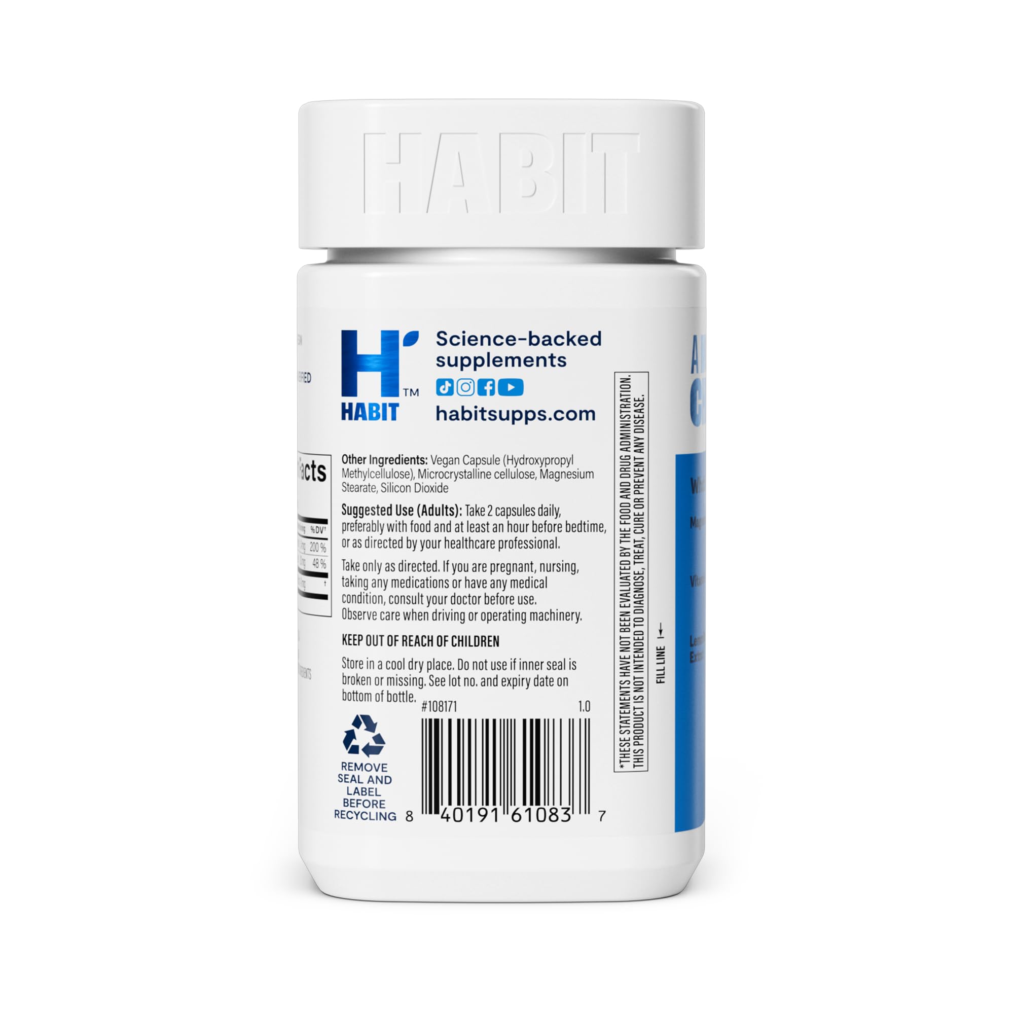 Health By Habit comparación de tamaño de la cápsula junto a una moneda, dosifica con precisión y conveniencia