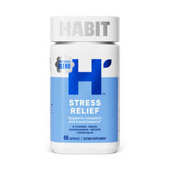Health By Habit envase frontal que muestra 60 cápsulas para relajación y equilibrio