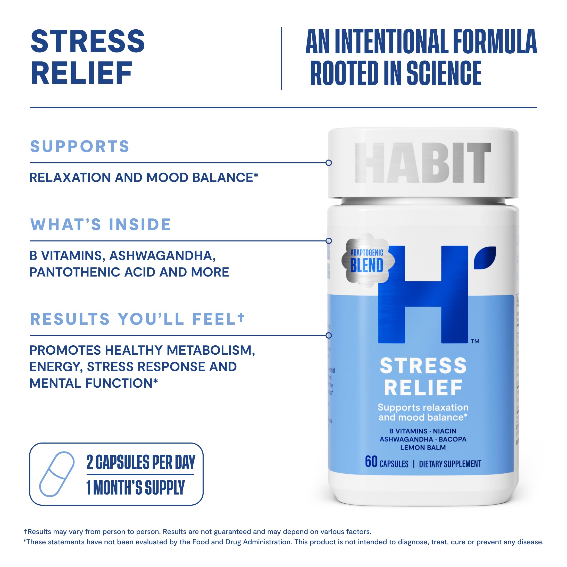 Etiqueta cercana de Health By Habit con ingredientes y beneficios visibles