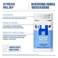Etiqueta cercana de Health By Habit con ingredientes y beneficios visibles