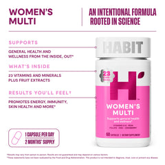 Health By Habit etiqueta nutricional abierta detallando vitaminas y minerales clave