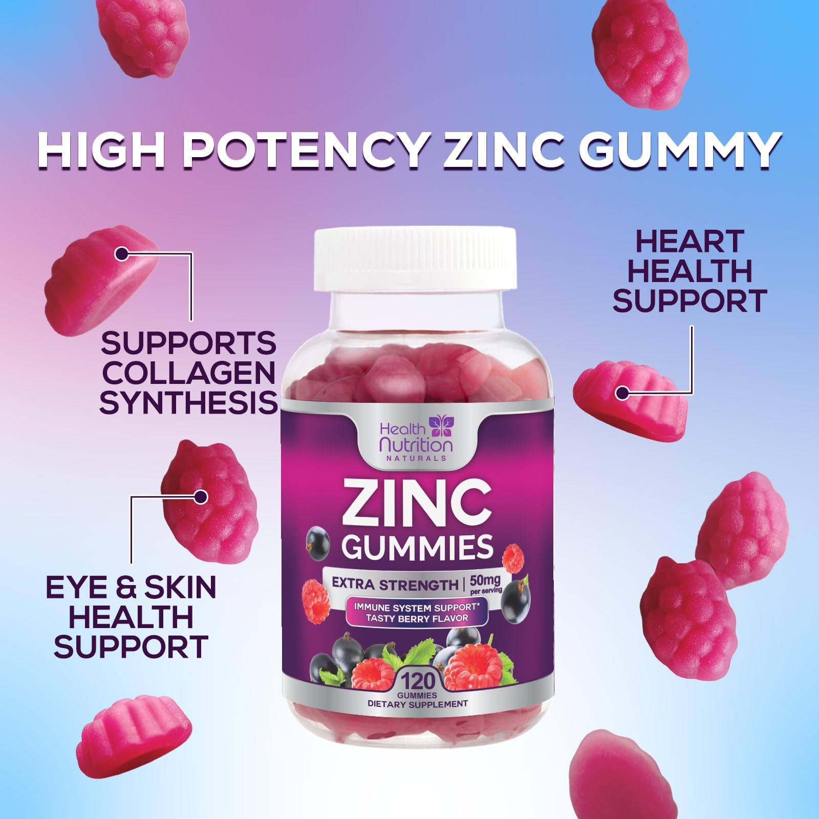 Health Nutrition Naturals gomita junto a moneda para comparar tamaño práctico