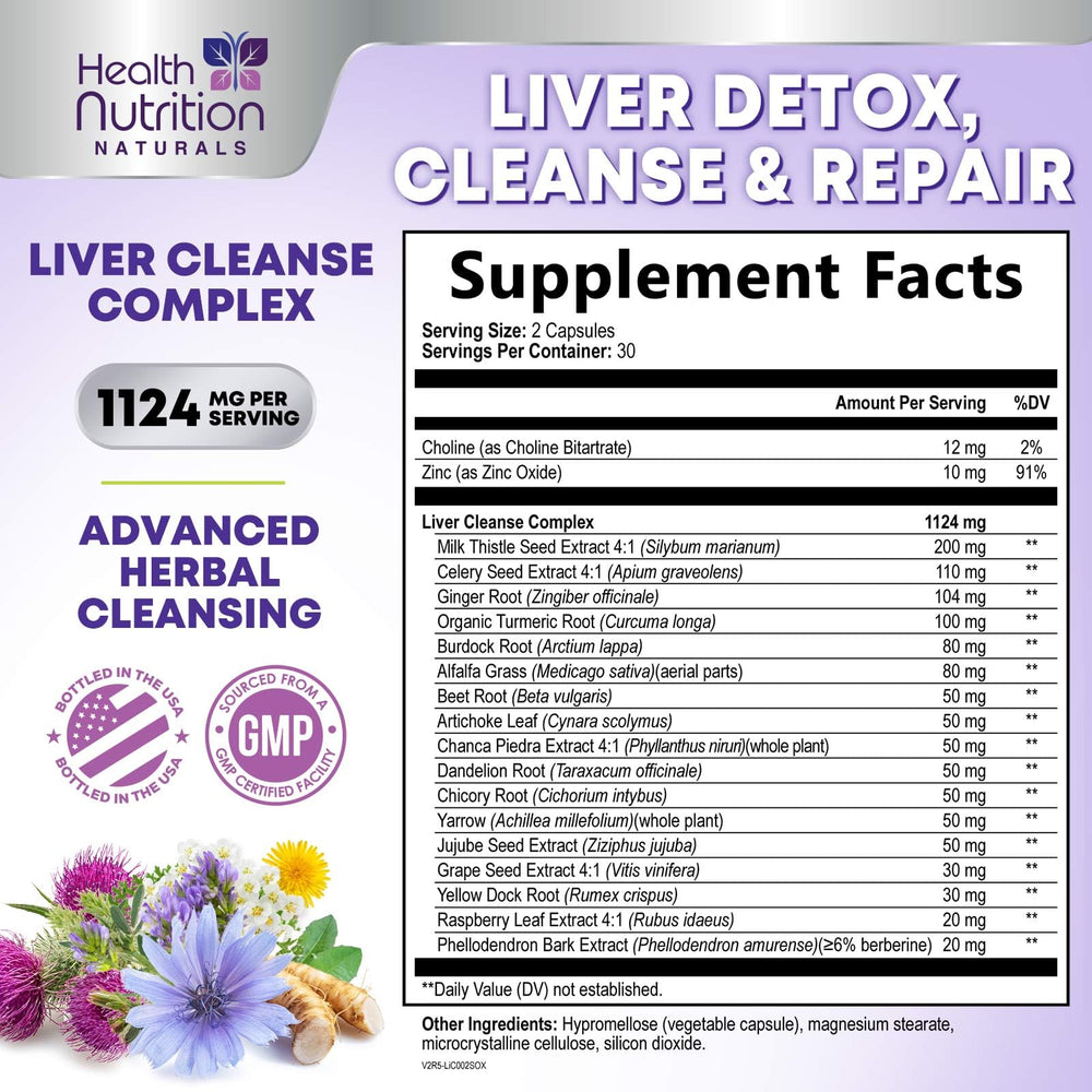 Health Nutrition Naturals detalle de etiqueta con lista de ingredientes clave