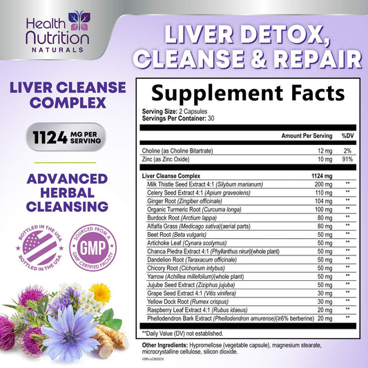 Health Nutrition Naturals detalle de etiqueta con lista de ingredientes clave