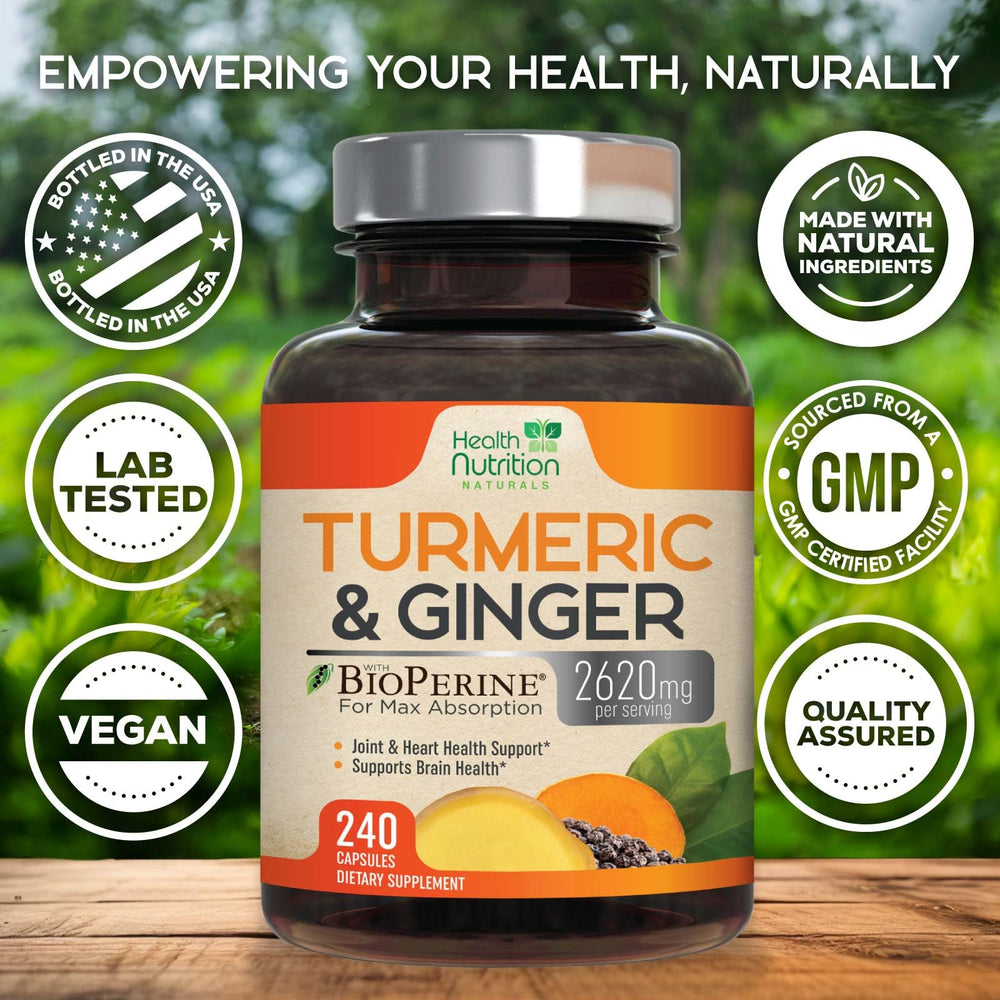 Health Nutrition Naturals etiqueta principal con 95% curcuminoides visible