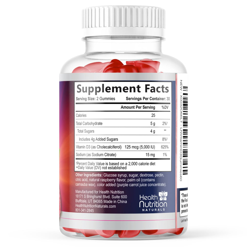 Health Nutrition Naturals frasco completo de 60 gomitas para suministro prolongado