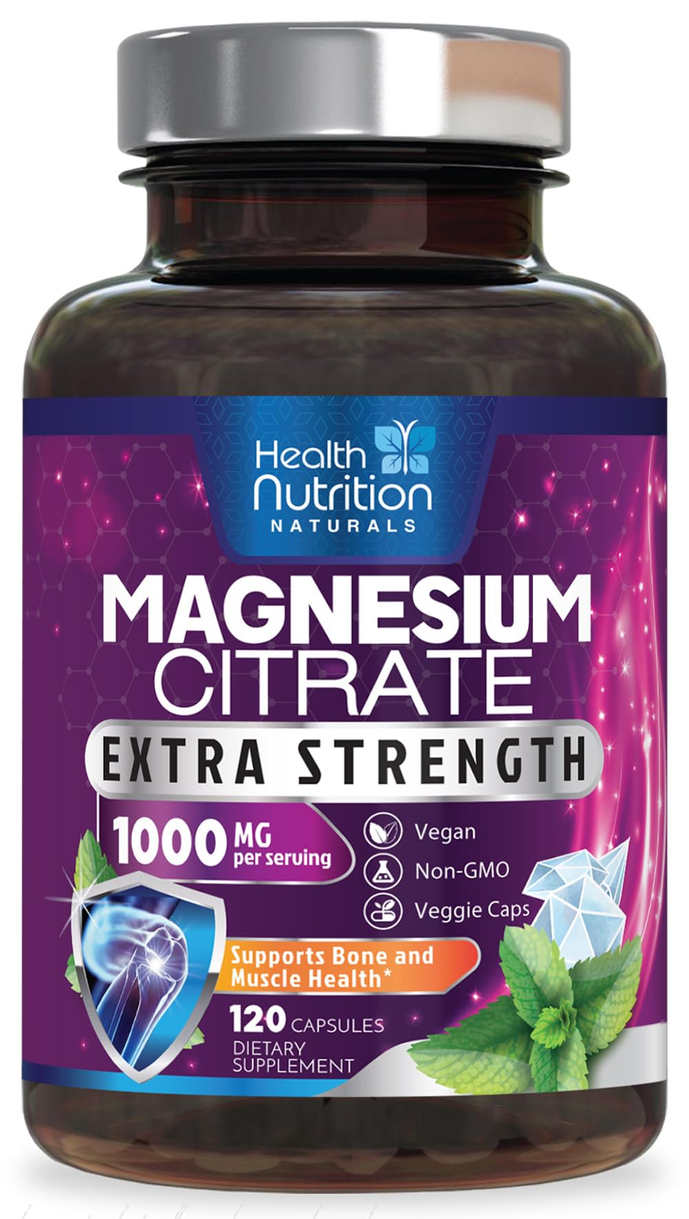 Health Nutrition Naturals envase frontal claro indicando 120 cápsulas y alta absorción