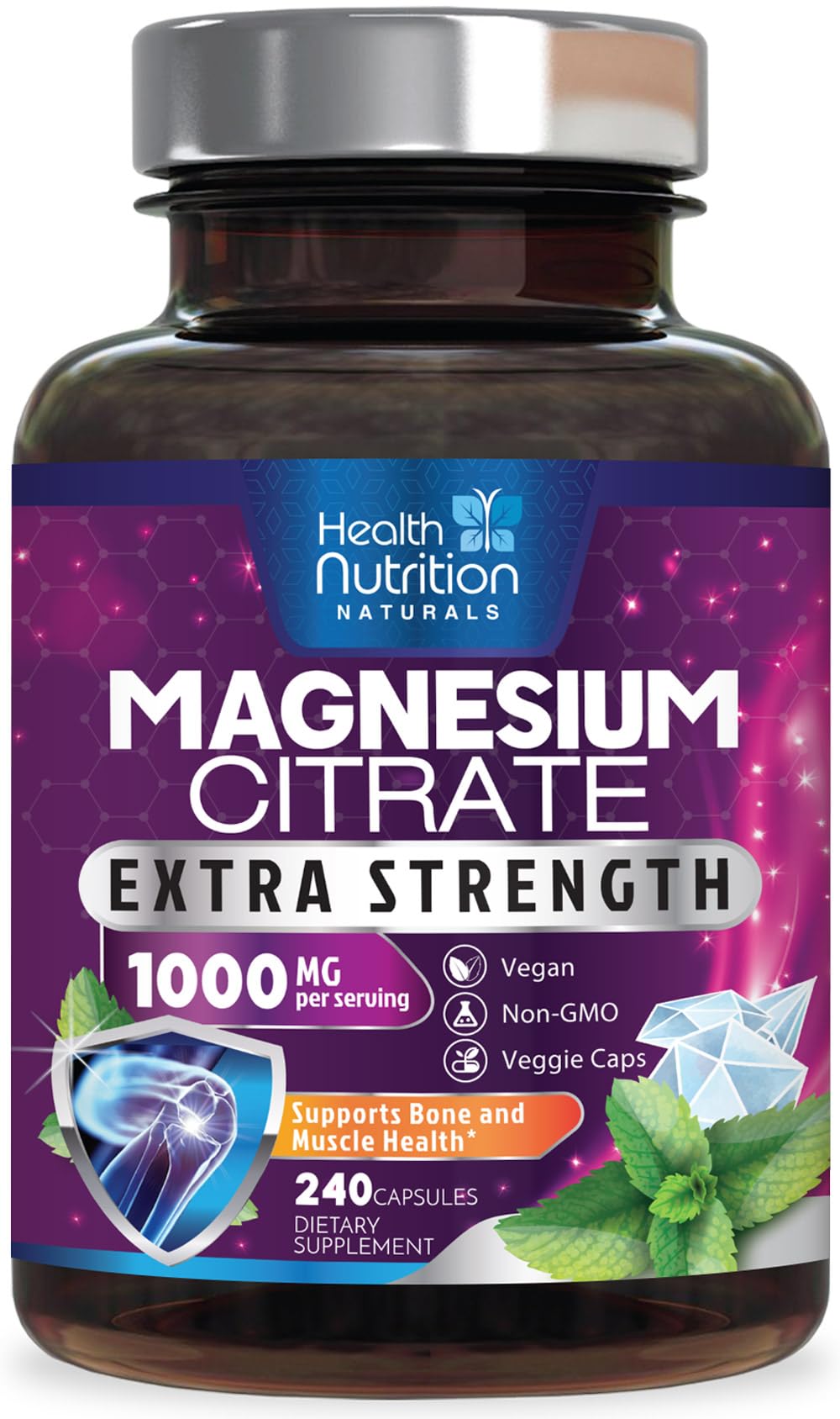 Health Nutrition Naturals frente del envase mostrando 240 cápsulas y claridad de ingredientes