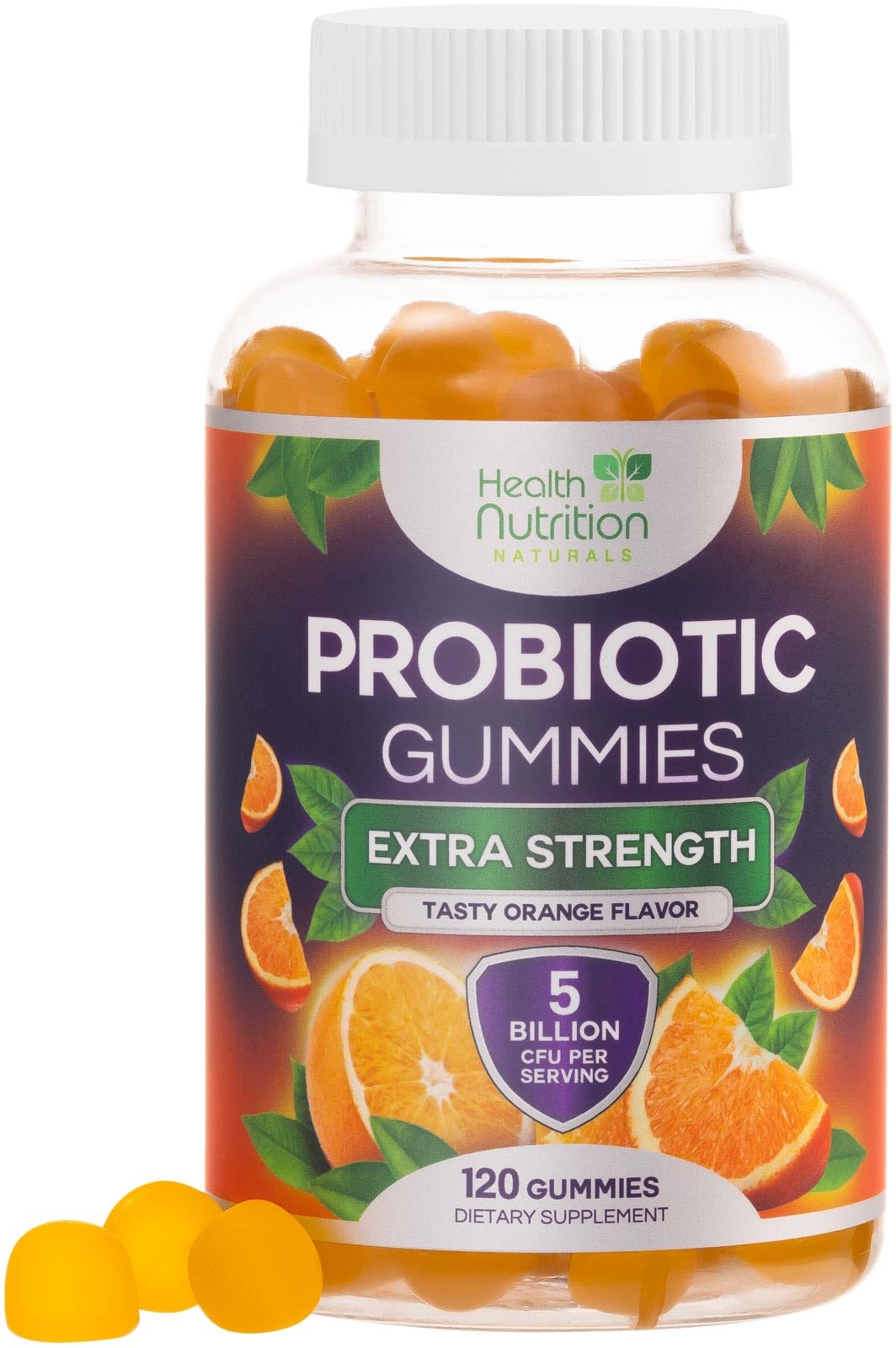 Health Nutrition Naturals frasco frontal que muestra el producto y beneficio digestivo