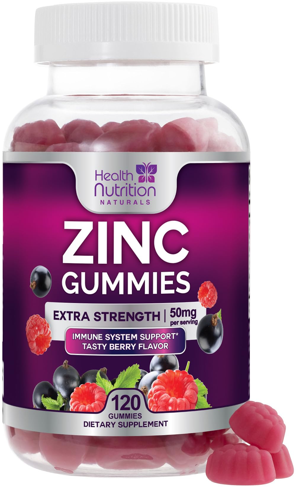 Health Nutrition Naturals envase frontal mostrando 120 gomitas, fácil identificación
