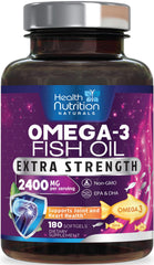 Health Nutrition Naturals envase frontal mostrando 180 softgels y beneficio de concentración