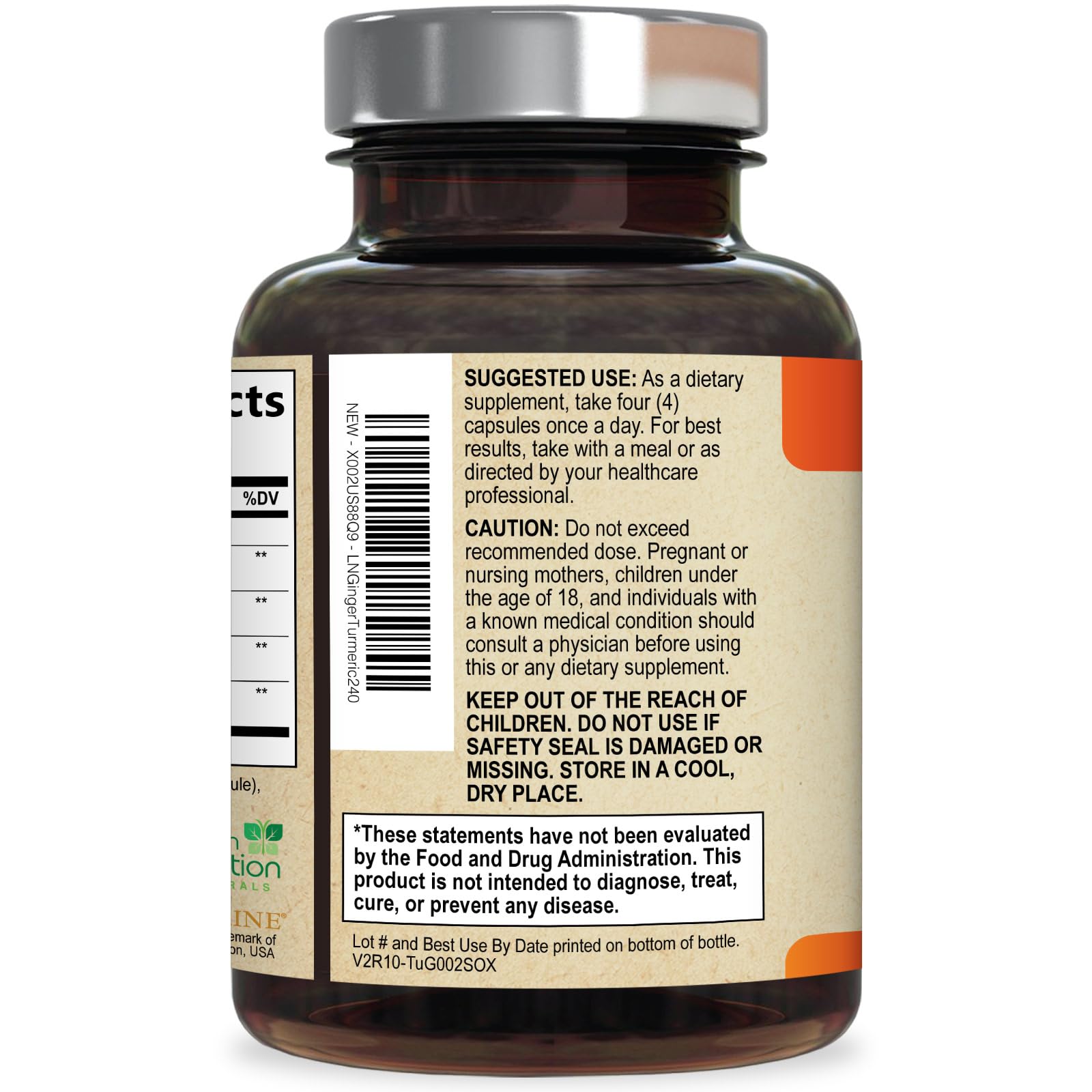 Health Nutrition Naturals sello fabricado en EE. UU. certificando normas cGMP