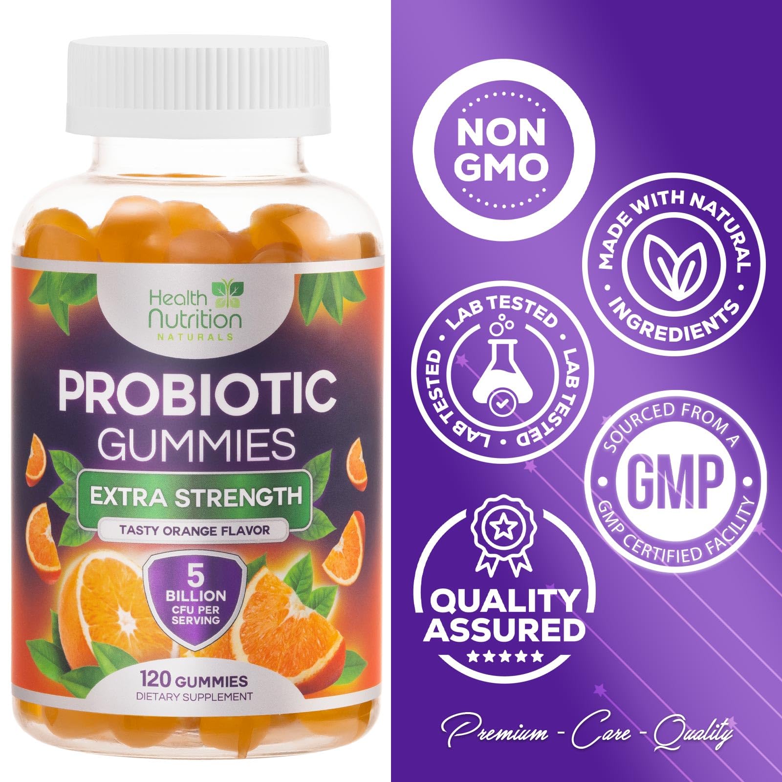 Health Nutrition Naturals mano sosteniendo gomita para conveniencia y adherencia