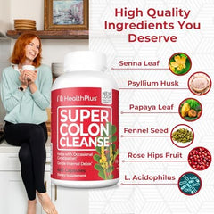 Health Plus cápsulas en mano indicando tamaño fácil de tragar y dosificación