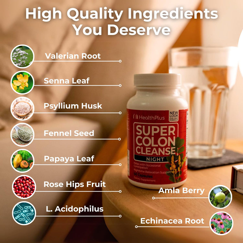 Health Plus primer plano de valeriana y psyllium, evidencia de origen natural
