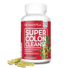 Health Plus envase frontal mostrando 60 cápsulas y beneficio de regularidad