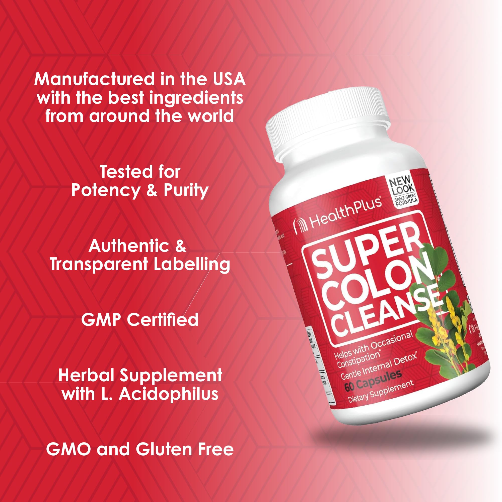 Health Plus etiqueta con Lactobacillus acidophilus que apoya la microbiota