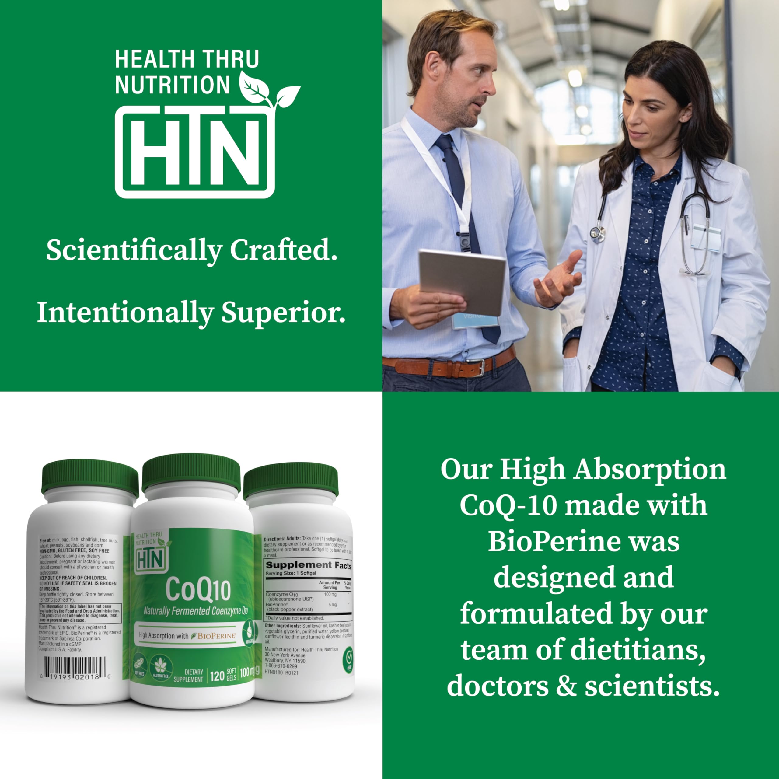 Primer plano de etiqueta que ilustra la fuente fermentada de CoQ-10