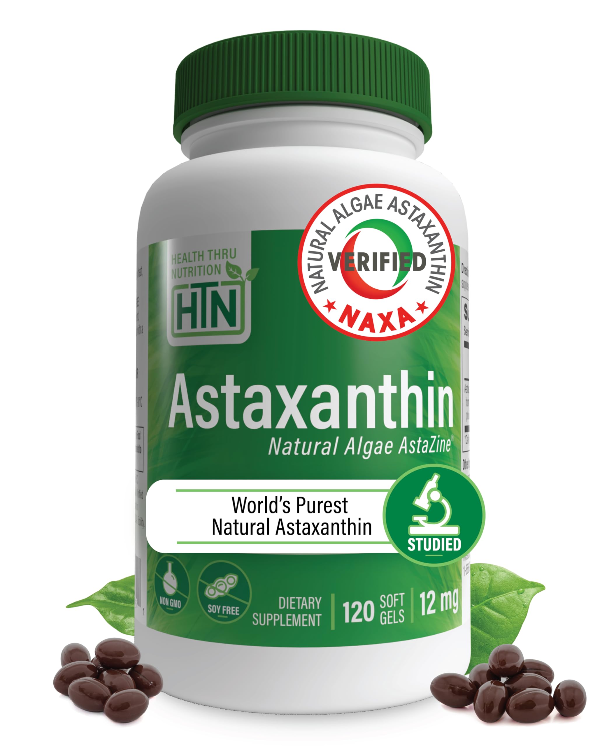 Health Thru Nutrition frente del envase mostrando 120 softgels y beneficio antioxidante