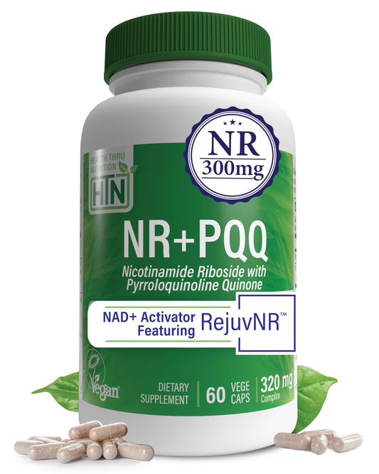 Health Thru Nutrition frasco frontal mostrando la marca y beneficios