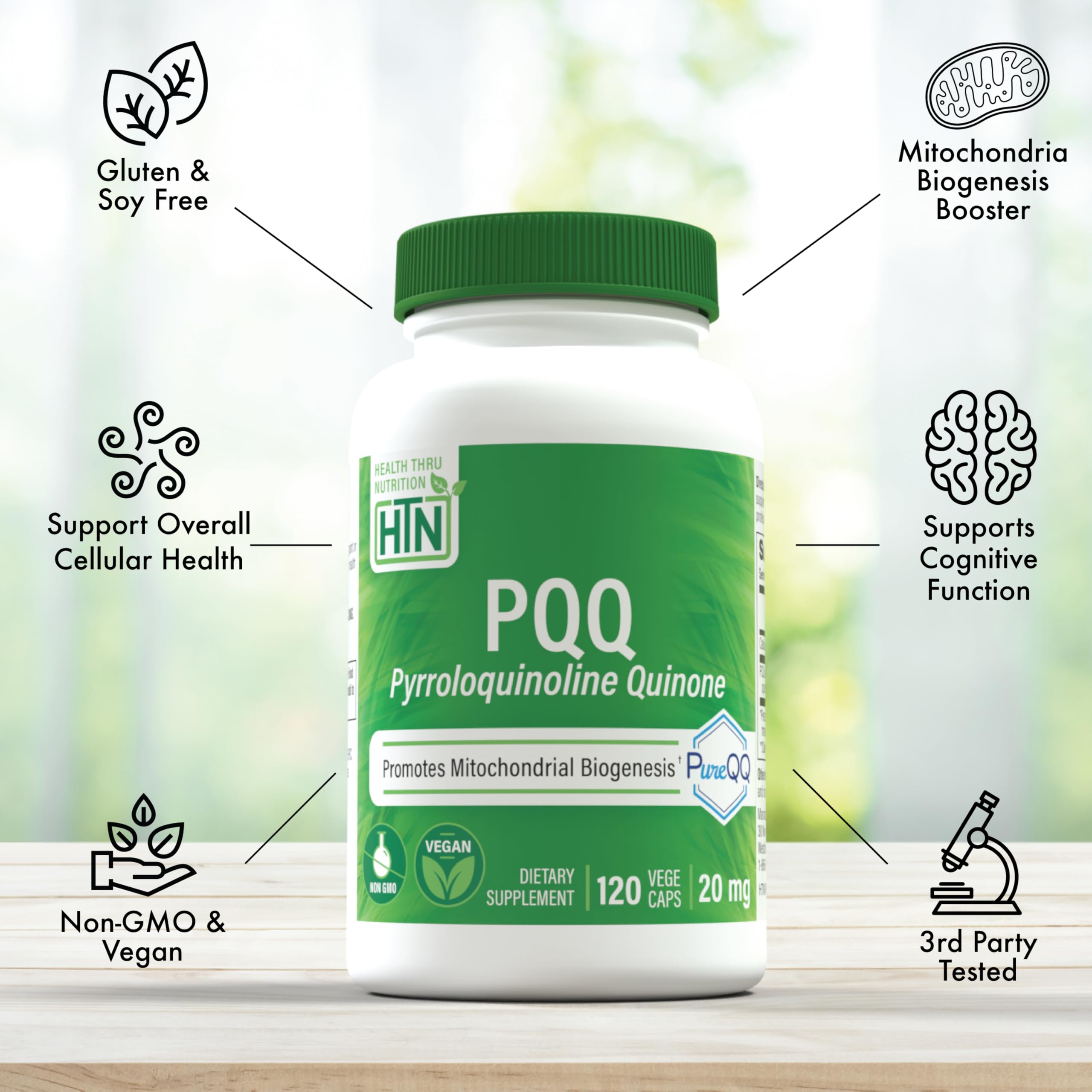 Health Thru Nutrition junto a kiwi ilustrando origen natural y apoyo celular