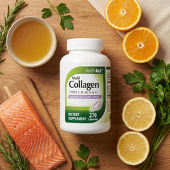 HealthA2Z etiqueta con ingredientes y tipos de colágeno para transparencia