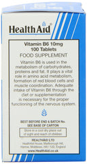 Close-up de tableta HealthAid vitamina B6, superficie y forma para fácil ingestión