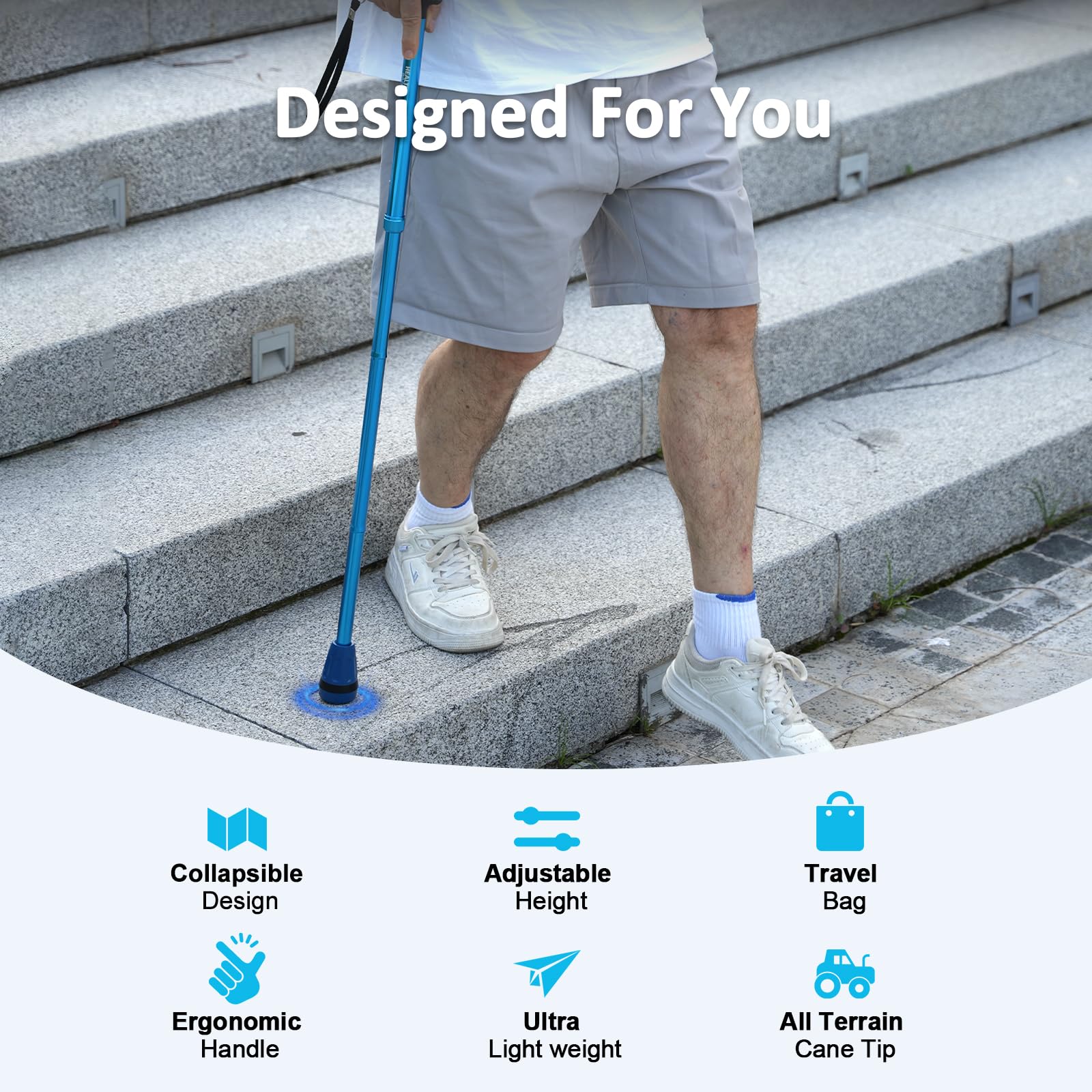 HEALTHBAZAAR agarre ergonómico en primer plano, comodidad para la palma